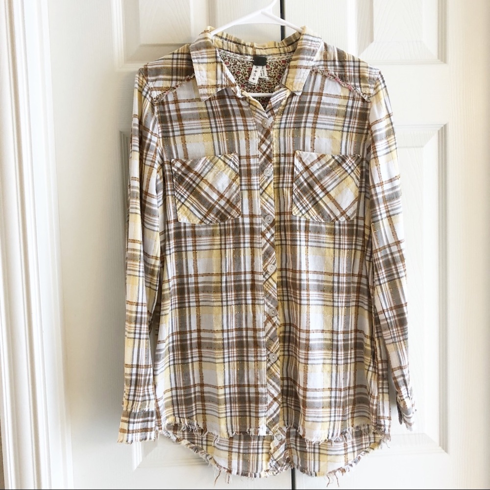 Free People Plaid Button Up - Size S